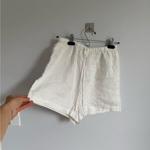 Mango White Linen Shorts